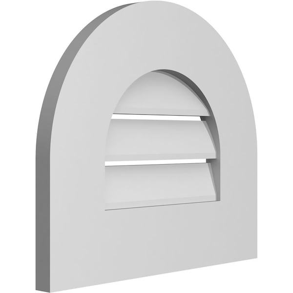 Round Top Surface Mount PVC Gable Vent: Functional, W/ 3-1/2W X 1P Standard Frame, 16W X 14H